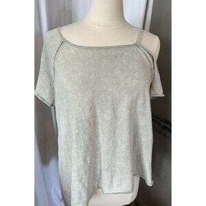 We The Free People Blouse Pullover Top Cold Shoulder Short Sleeve Gray Small